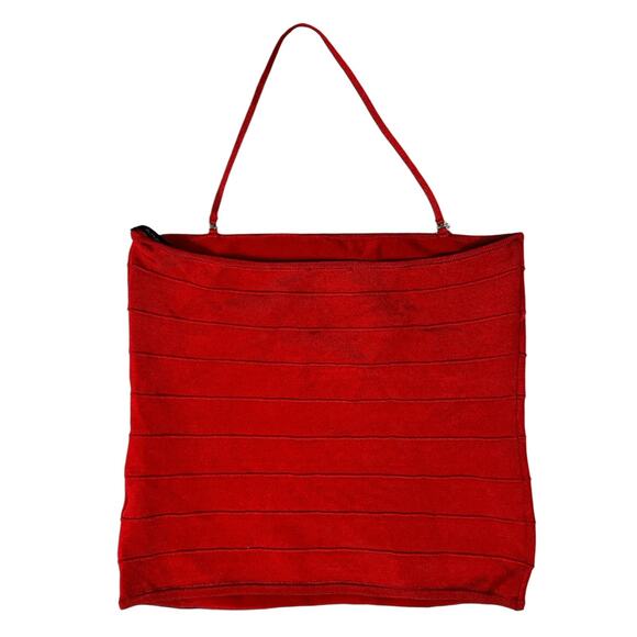 Y2K Vintage Bebe Crop Top Womens L Red Halter Strap Bandage Indie Sleaze - Picture 3 of 5